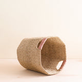 Natural Octagon Toy Rotation Basket with Dusty Rose Handle | LIKHÂ