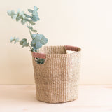 Natural Octagon Toy Rotation Basket with Dusty Rose Handle | LIKHÂ