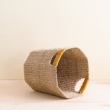 Natural Octagon Toy Rotation Basket with Mustard Handle - Handwoven Bin | LIKHÂ